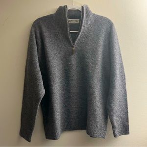 Orvis Sweater Men’s Medium Wool Alpaca Blend Gray Quarter Zip Pullover